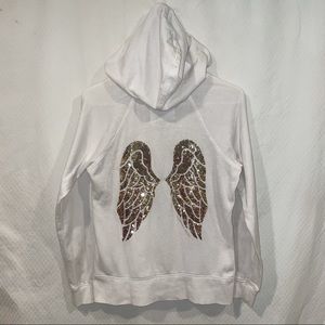 Victoria’s Secret Angel Wings White Zip up Hoodie- Medium